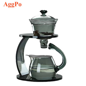 Glass Teapot Set - Semi Automatic Drip Rotating with Infuser - Lazy Kungfu Tea pot Set