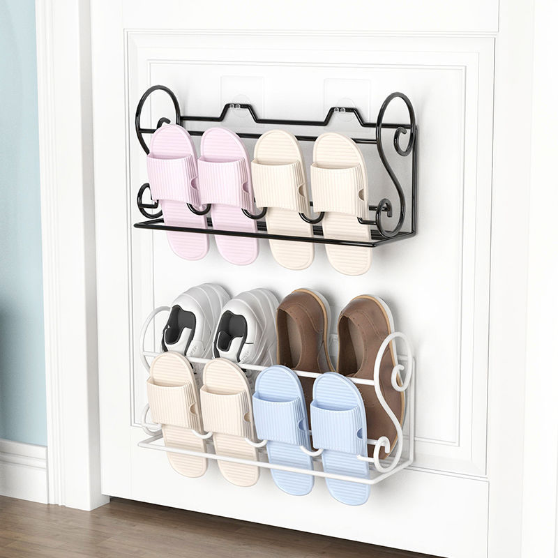 Wall Mounted Shoes Rack with Sticky Hanging Strips, Plastic Shoes Holder Storage Organizer,Door Shoe Hangers