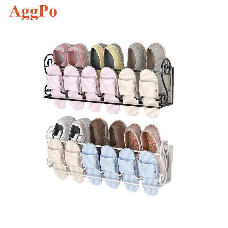 Wall Mounted Shoes Rack with Sticky Hanging Strips, Plastic Shoes Holder Storage Organizer,Door Shoe Hangers