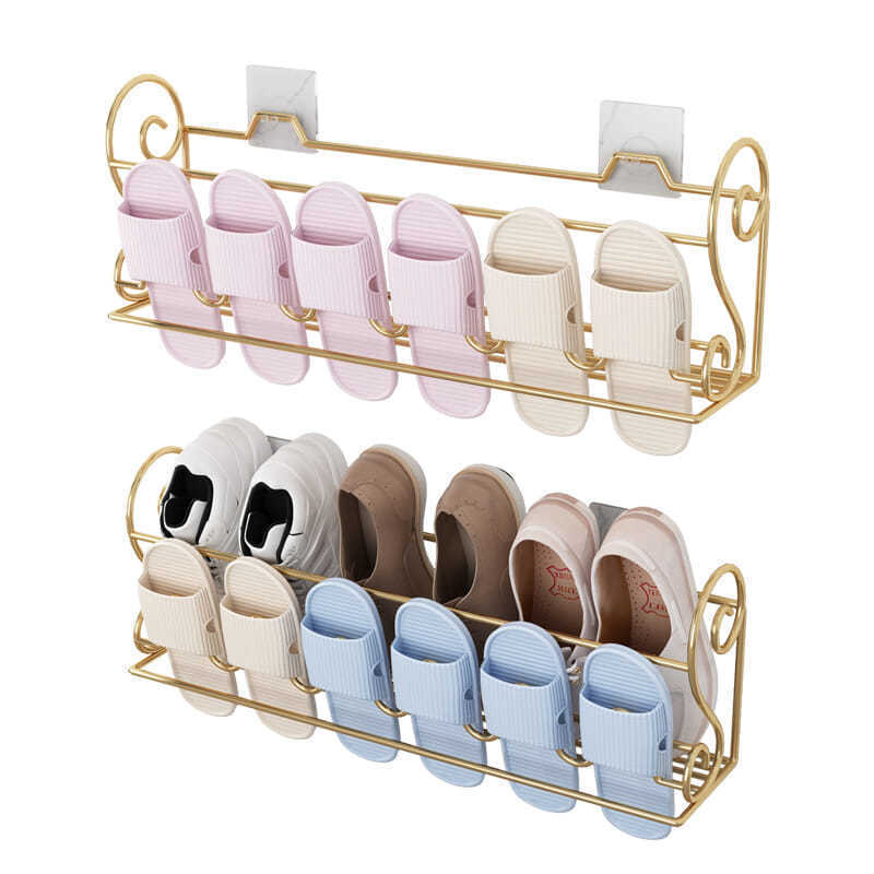 Wall Mounted Shoes Rack with Sticky Hanging Strips, Plastic Shoes Holder Storage Organizer,Door Shoe Hangers