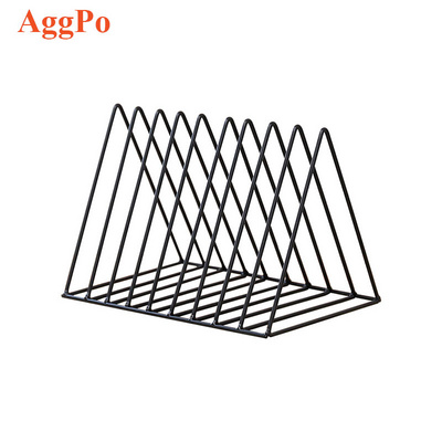 Triangle Iron Desktop Storage Book Rack - Magazine Newspaper Holder Art Desktop Organizer Rack