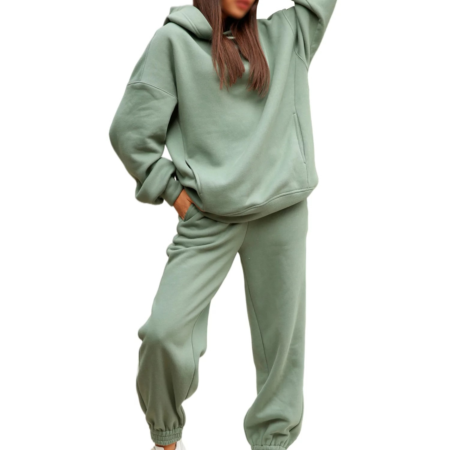 Wholesale Hoodie Jogger Sweatsuit Customize Cotton 2 Pieces Set New Design For Women Female Training Wear Sweat Jogging Suits