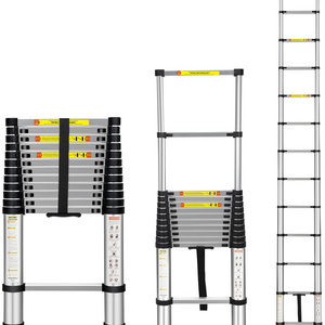 Portable Safety Folding Ladder 8.5ft 2.6m Non-Slip Feet Mobile Scaffolding Ladder Straight Aluminum Climbing Telescopic Ladder