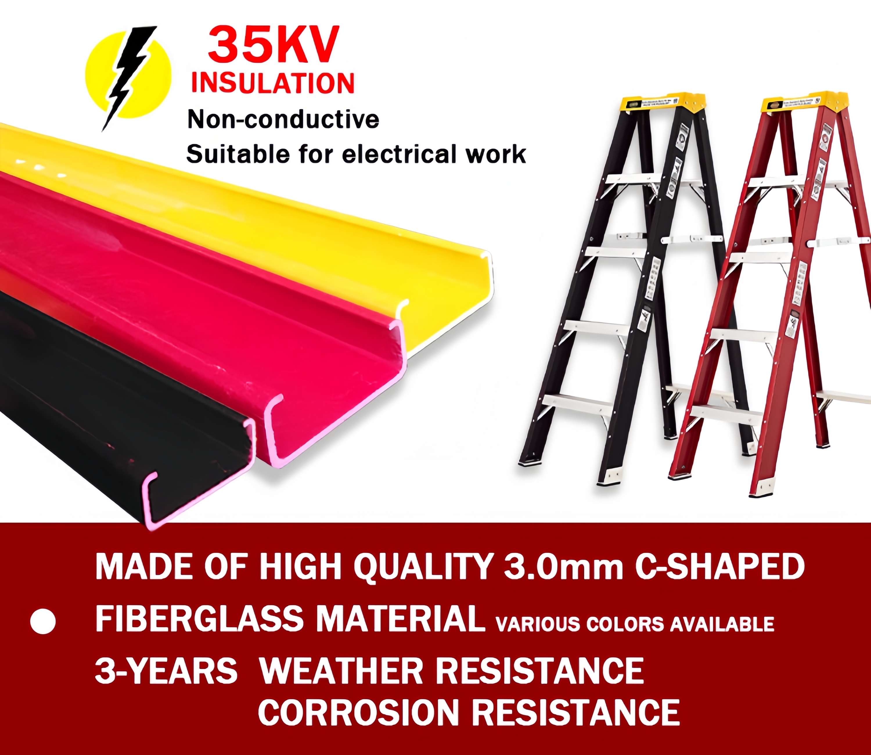 Safety Fiberglass Step Ladder Extension Fiberglass Electrical Insulation Ladder with Tool Tray For Electric Field Work