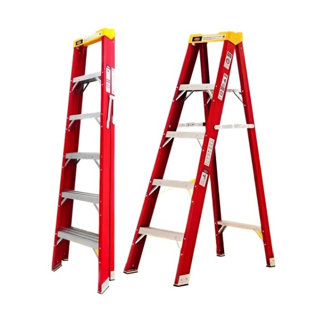 Safety Fiberglass Step Ladder Extension Fiberglass Electrical Insulation Ladder with Tool Tray For Electric Field Work