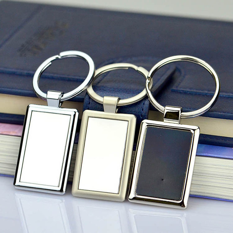 Custom Sublimation Logo Stainless Steel Ring Multi Shape Promotional Keyring Metal Keychain