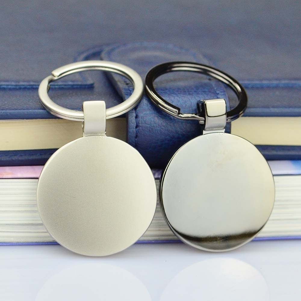 Custom Sublimation Logo Stainless Steel Ring Multi Shape Promotional Keyring Metal Keychain