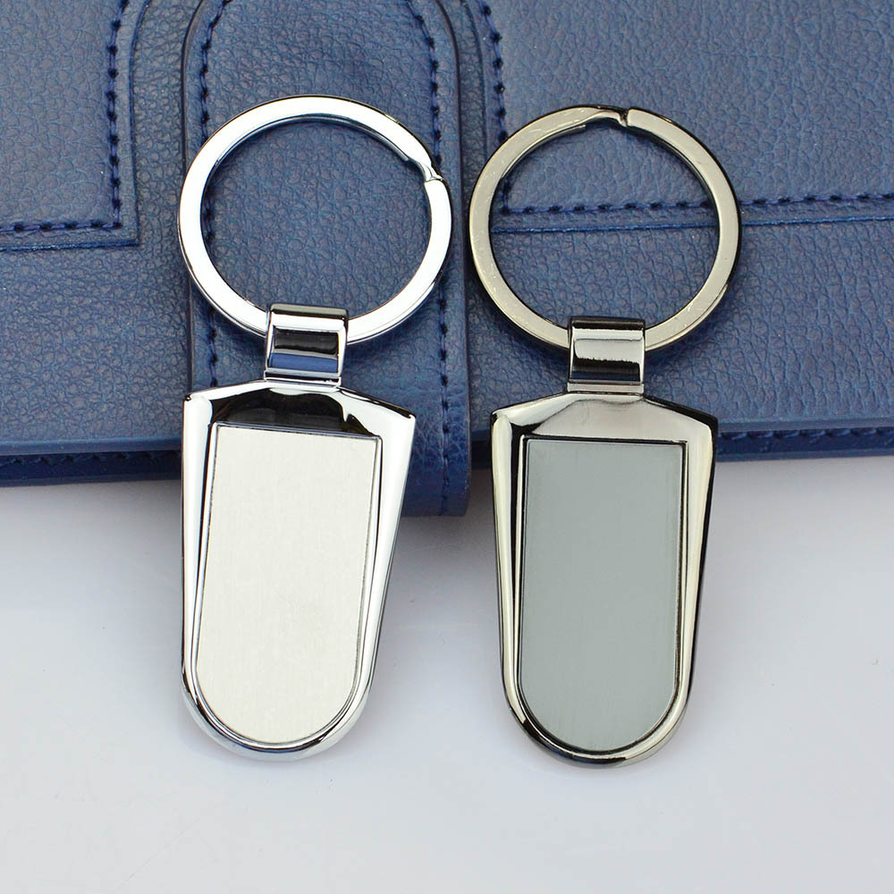 Custom Sublimation Logo Stainless Steel Ring Multi Shape Promotional Keyring Metal Keychain