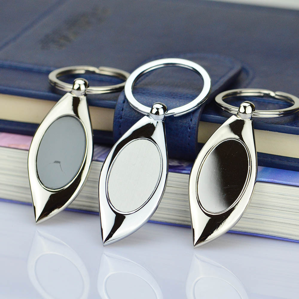 Custom Sublimation Logo Stainless Steel Ring Multi Shape Promotional Keyring Metal Keychain