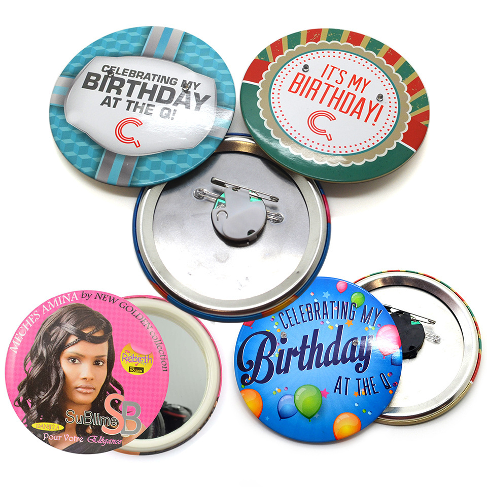 Custom Button Parts Round Tin Tinplate Badge 25mm 32mm 37mm 38mm 44mm 56mm 58mm Sublimation Blank Buttons Badge Pin