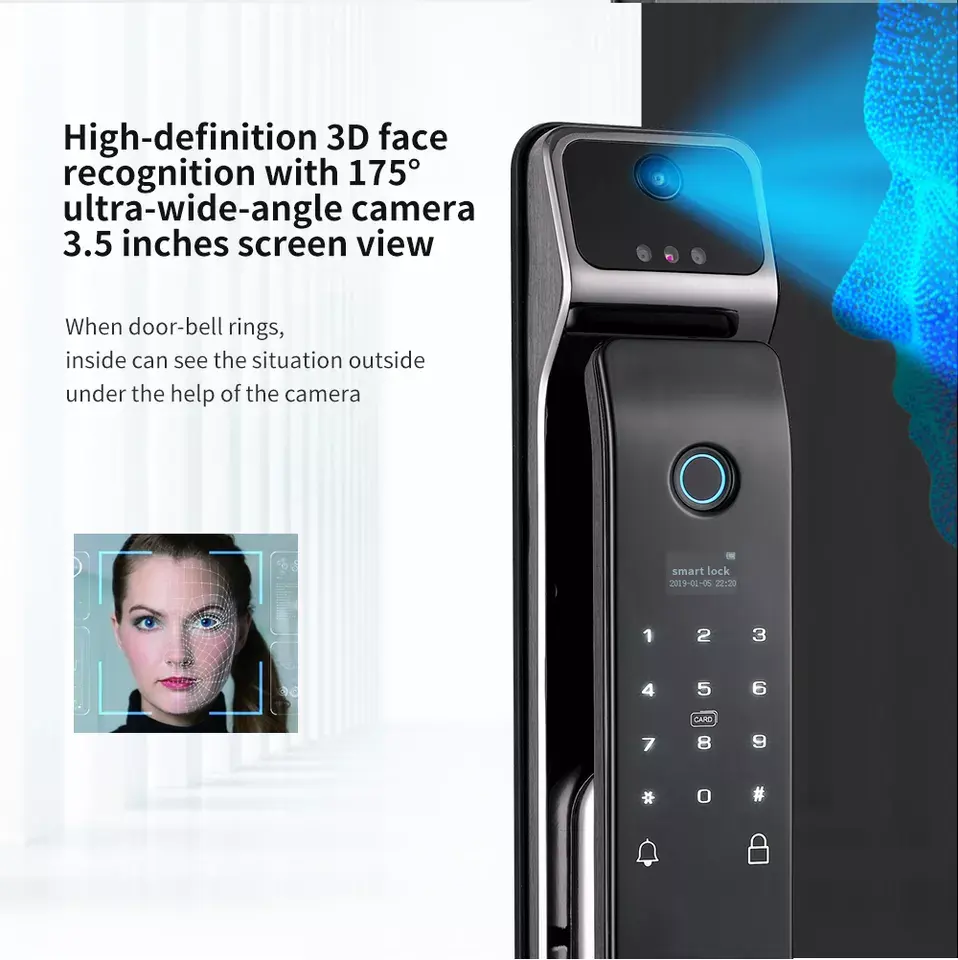 Tuya 3d Face Recognition Door Lock Password Mechanical Digital Smart Lock Front Door With Camera