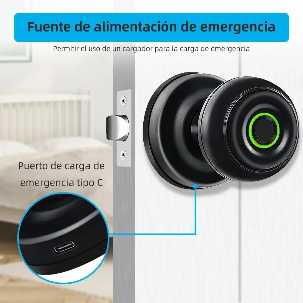 Aether Upgraded Easy Install Fingerprint Tuya App Key Unlocked Smart Knob Door Lock For Bedroom Office