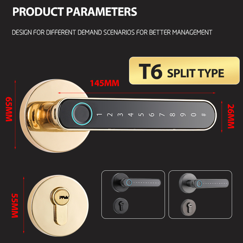 2023 Hot selling Tuya TTlock Smart Door Locks Digital Lock Home Keyless Smart Door lever Lock