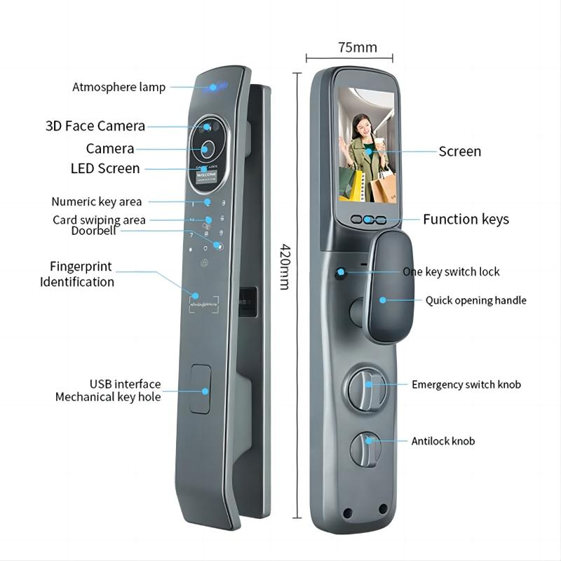 Zigbee 3D Face Recognition Door Lock Outdoor Digital Automatic Biometric Fingerprint Locks Keyless Remote Control Intelligent