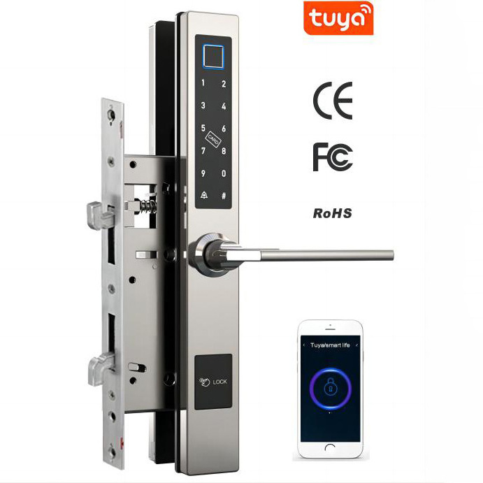 WiFi App Smart Tuya Lock Slim Aluminium Door Usage Waterproof Lock for Sliding Swing Door SS304 Zigbee Digital Door Lock