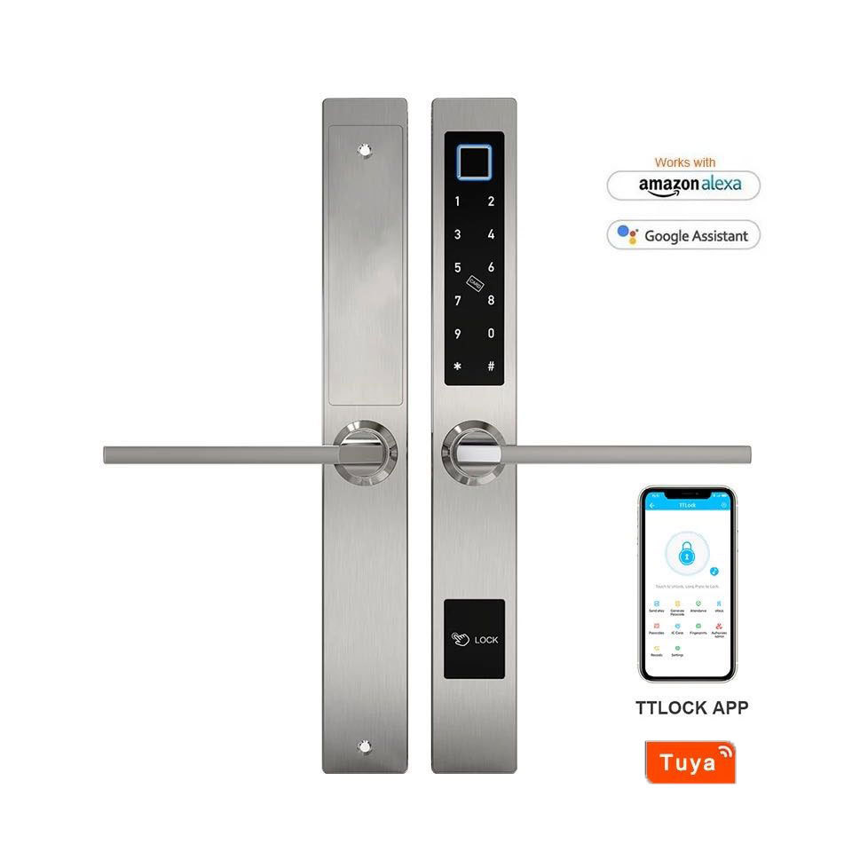 WiFi App Smart Tuya Lock Slim Aluminium Door Usage Waterproof Lock for Sliding Swing Door SS304 Zigbee Digital Door Lock