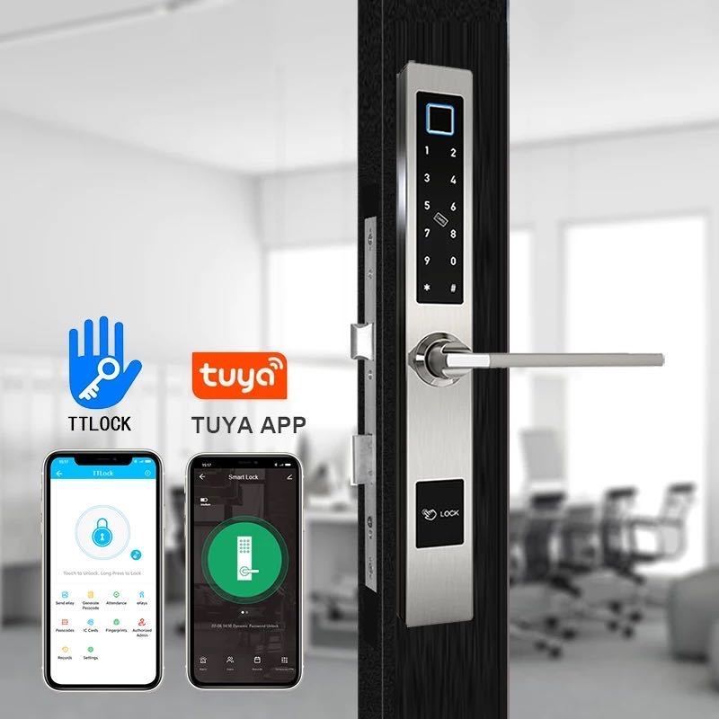 WiFi App Smart Tuya Lock Slim Aluminium Door Usage Waterproof Lock for Sliding Swing Door SS304 Zigbee Digital Door Lock