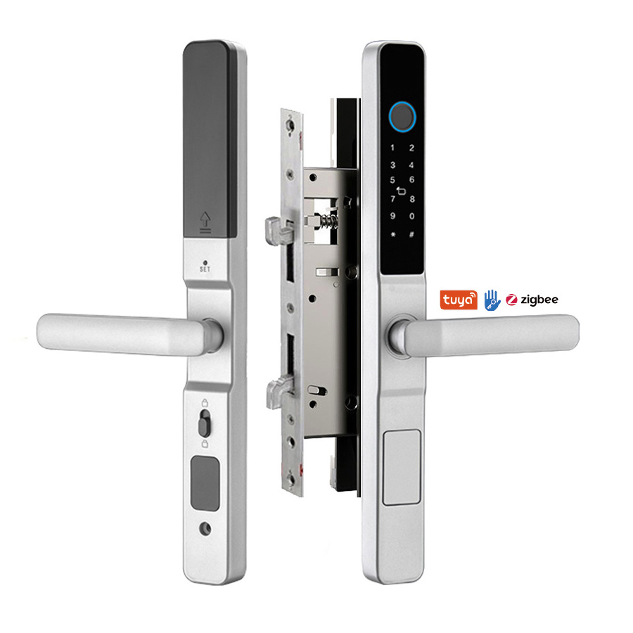 High Quality Smart tuya Wifi zigbee Lock Mortise fingerprint Broken Bridge Aluminum door Lock with Usb