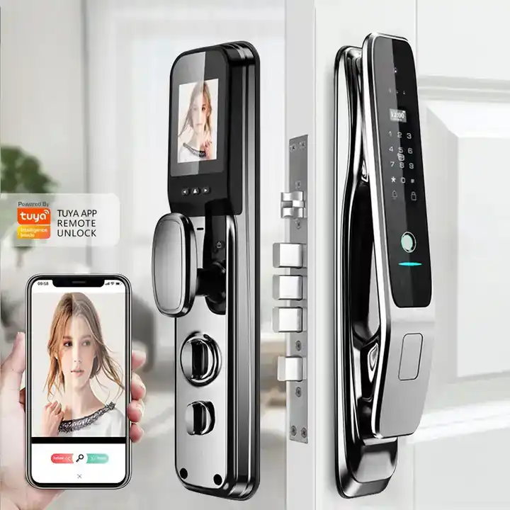 Aether High Definition 3D Face Recognition Tuya Fingerprint Key Code Unlock Smart Door Lock For Anti-theft Door