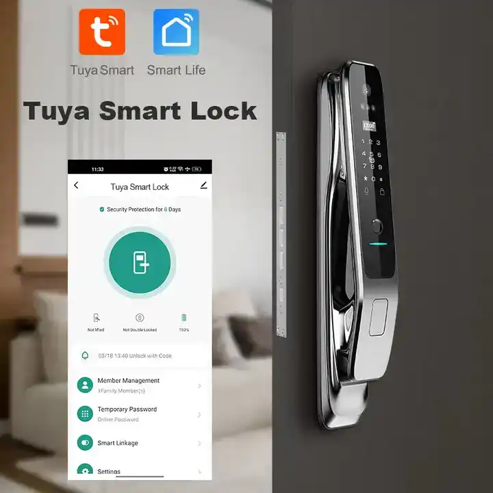 Aether High Definition 3D Face Recognition Tuya Fingerprint Key Code Unlock Smart Door Lock For Anti-theft Door