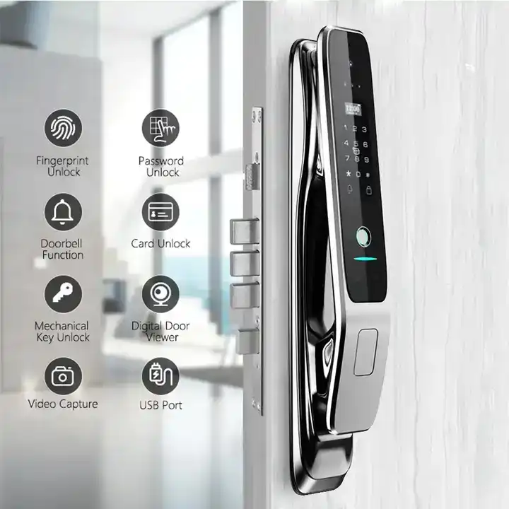 Aether High Definition 3D Face Recognition Tuya Fingerprint Key Code Unlock Smart Door Lock For Anti-theft Door