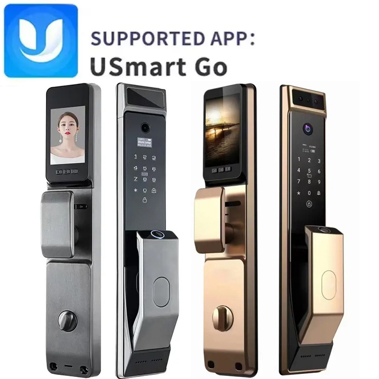 Aether Electronic Face Recognition Usmartgo App Fingerprint Key Code Unlock Smart Door Lock For Anti-theft Door