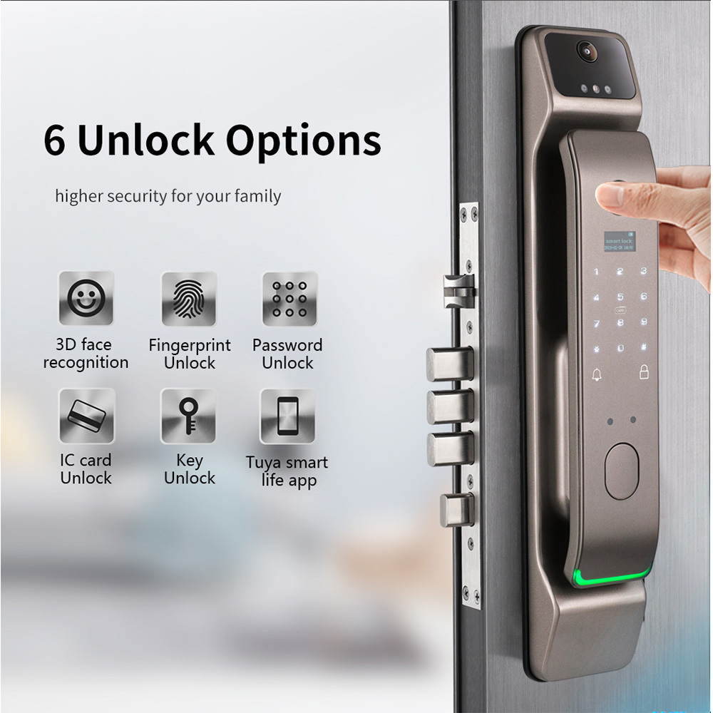 Smart Tuya Automatic Keyless Digital Biometric Fingerprint Lock Electric Face Recognition Lock For Outdoor Gate