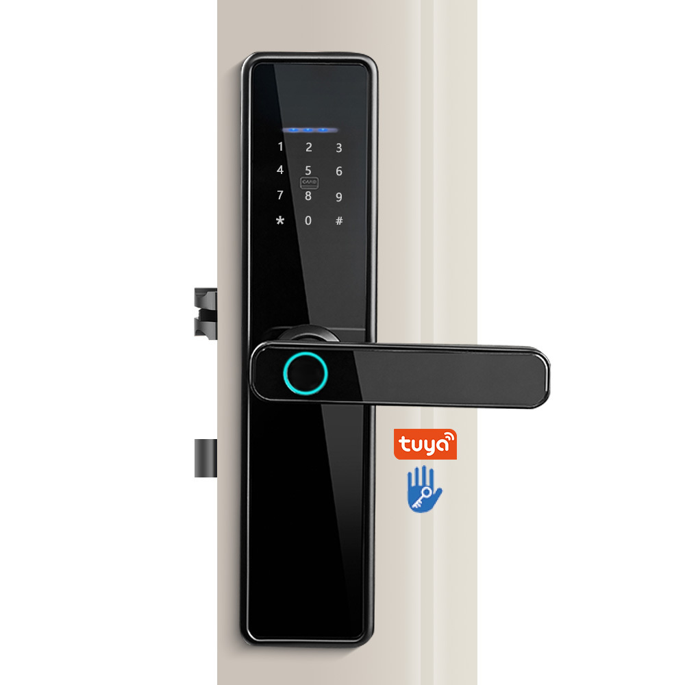 2024 New Arrival Smart WIFI BLE ZIGBEE Digital Biometric Fingerprint Electronic Door Handle Lock With Tuya TTlock App