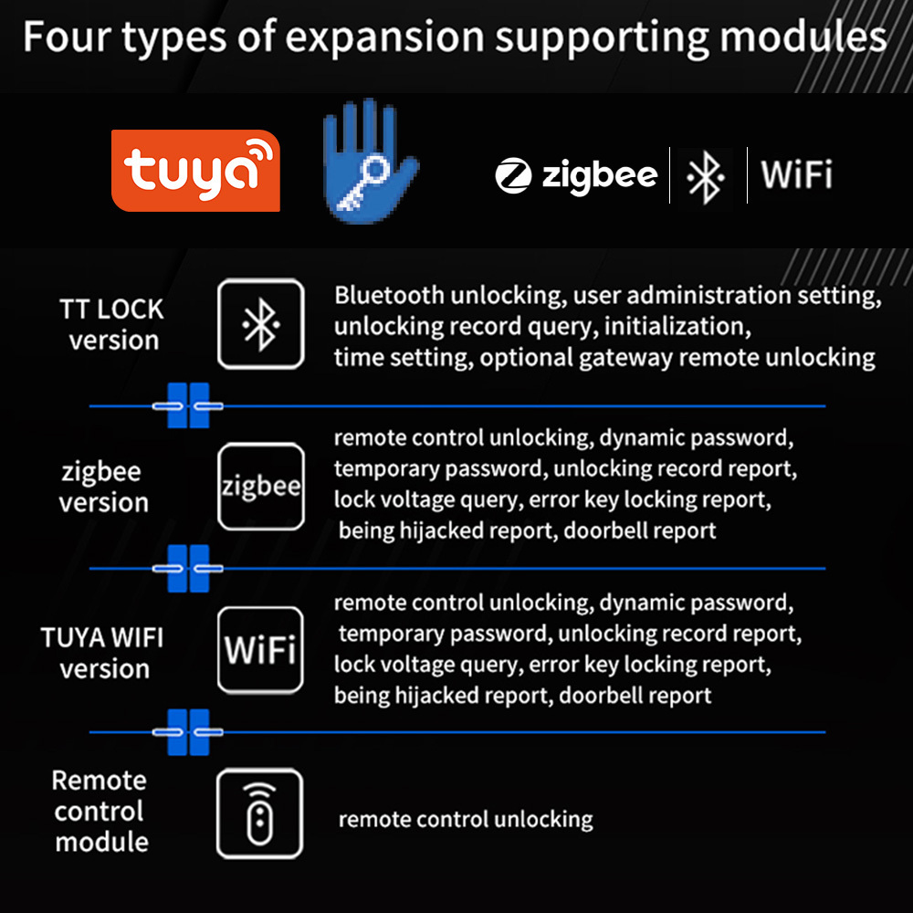 2024 New Arrival Smart WIFI BLE ZIGBEE Digital Biometric Fingerprint Electronic Door Handle Lock With Tuya TTlock App