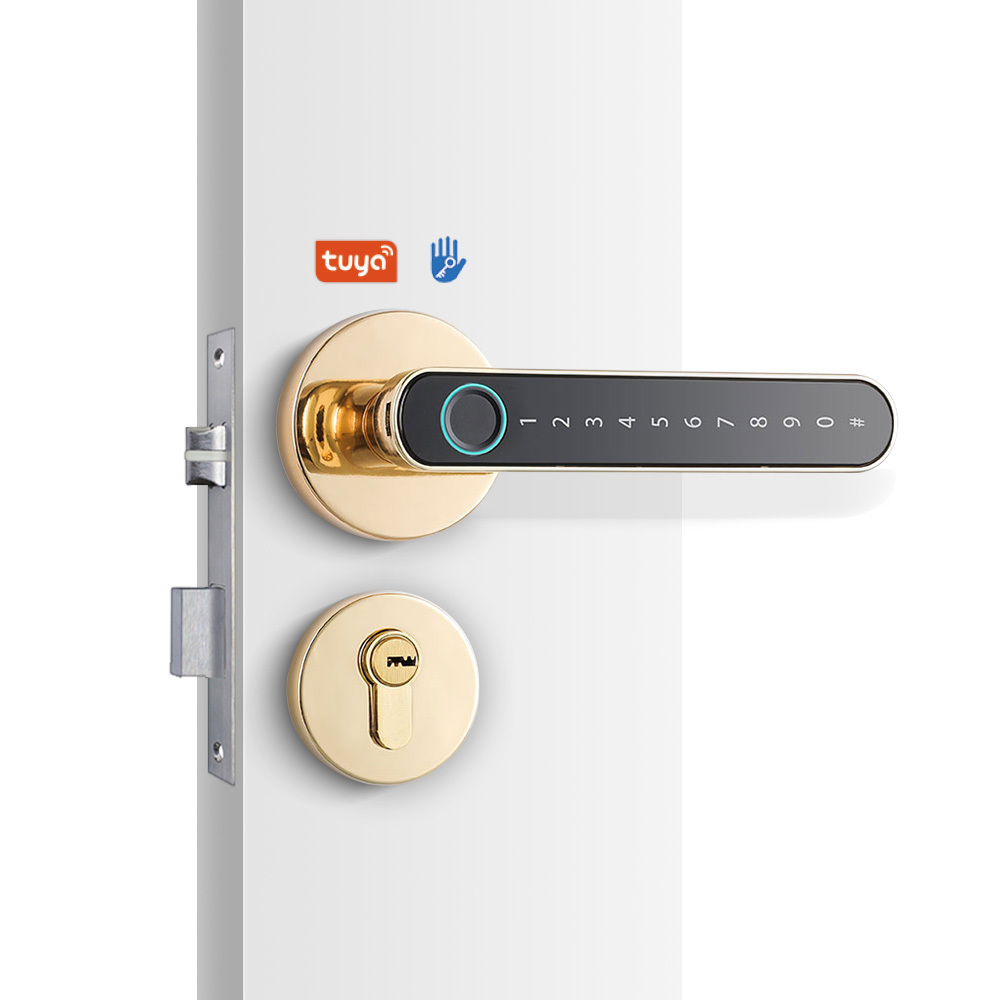 Smart lever lock Electronic Tuya TTlock Biometric Fingerprint Password Handle Smart Door Lock for bedroom