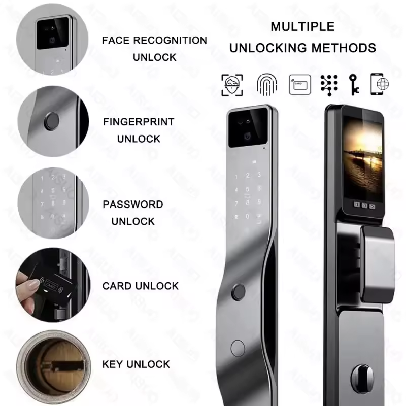 Curved Design Security Usmartgo Tuya Wifi Digital 3D Face Recognition Smart Door Lock For Aluminum Anti-theft Door