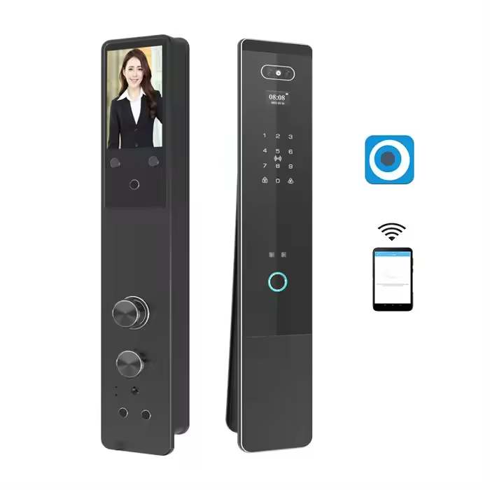 Aether Unique Super Thin Waterproof Panel 6085 Mortise Face Recognition Xhome Fingerprint Key Code Unlock Smart Door Lock