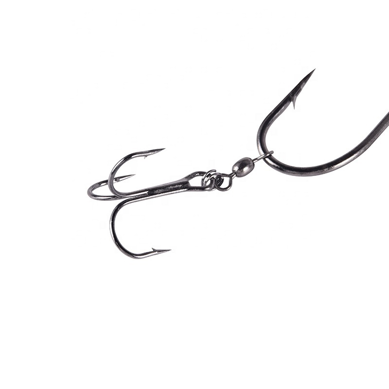 Custom Fishing Accessories 3 Tandem Fishing Hooks With Treble Hooks Connected With Swivel And Split Ring Sea Fishing Gang Hooks