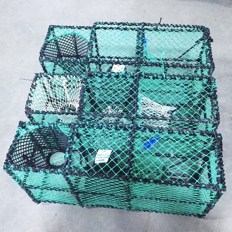 AGITEK Fishing Crabs Cage Foldable Nylon Net Square Shape Large Crab Lobster Trap Fishing Tool Crab Pot Fishing Accessories