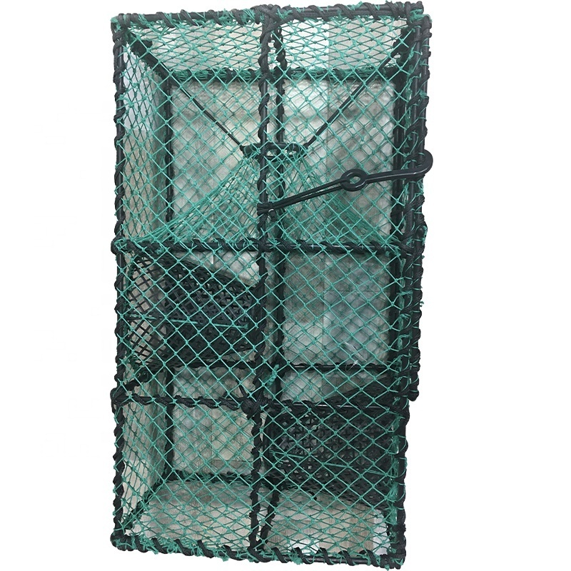 AGITEK Fishing Crabs Cage Foldable Nylon Net Square Shape Large Crab Lobster Trap Fishing Tool Crab Pot Fishing Accessories