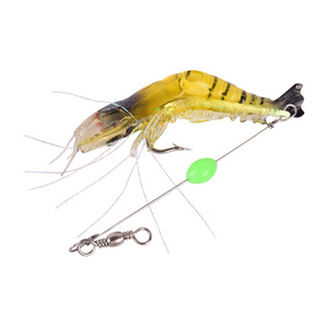 Custom Soft Plastic Fishing Lure Baits Lifelike Shrimp Handmade Lures With Hook Lumo Beads Rolling Swivels