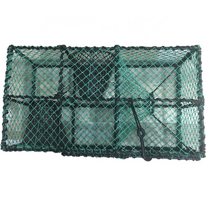 AGITEK Fishing Crabs Cage Foldable Nylon Net Square Shape Large Crab Lobster Trap Fishing Tool Crab Pot Fishing Accessories