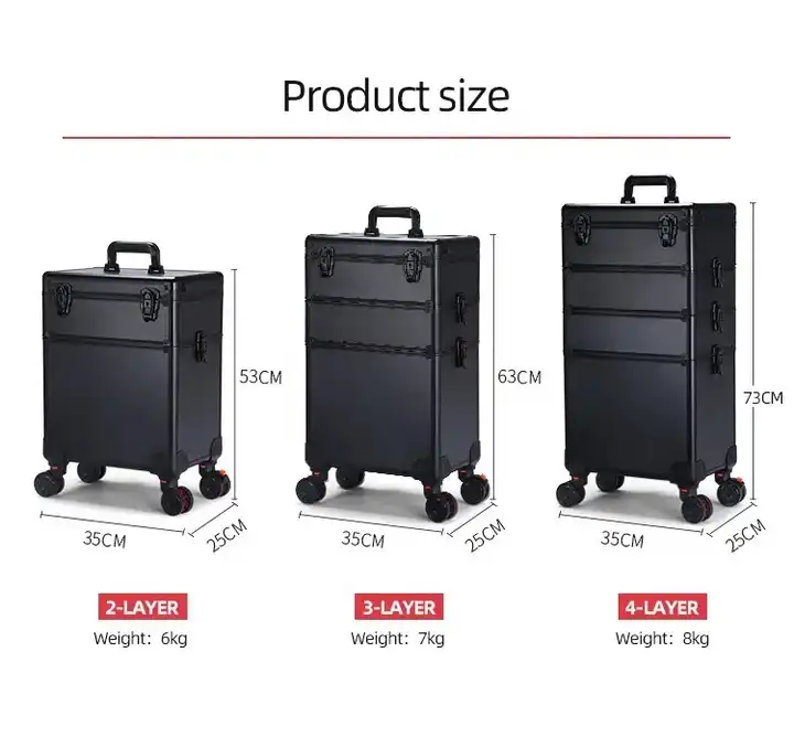 4 in 1 Professional Large Travel LED Large Capacity Makeup Artist Organizer Makeup Train Case with Wheels