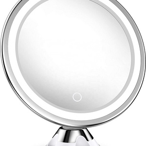 10x Magnifying Lighted Makeup Mirror with Touch Control LED Lights, 360 Degree Rotating,  Portable Magnifying Mirror