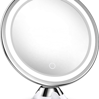 10x Magnifying Lighted Makeup Mirror with Touch Control LED Lights, 360 Degree Rotating,  Portable Magnifying Mirror