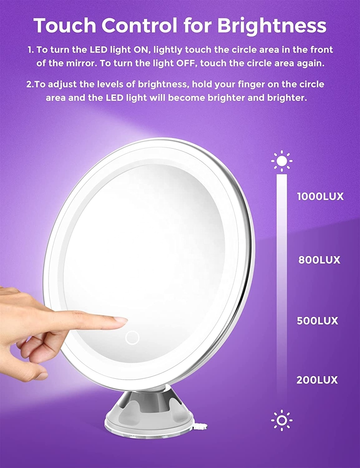 10x Magnifying Lighted Makeup Mirror with Touch Control LED Lights, 360 Degree Rotating,  Portable Magnifying Mirror