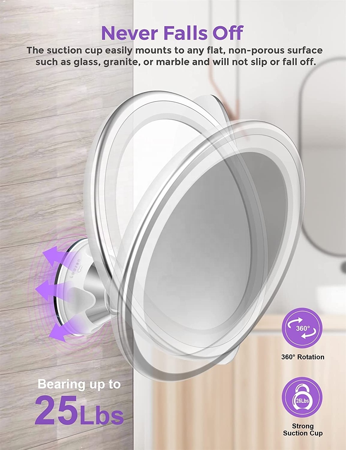 10x Magnifying Lighted Makeup Mirror with Touch Control LED Lights, 360 Degree Rotating,  Portable Magnifying Mirror