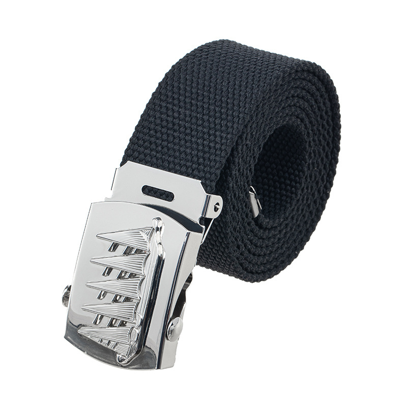 2024 Newest Arrival Custom Canvas Or Metal Belt With Logo Buckle Roller Stainless Steel Belt Buckle