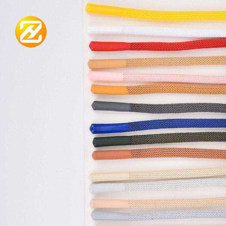 Custom Logo Polyester Flat Printed Draw String Cord With Aglet