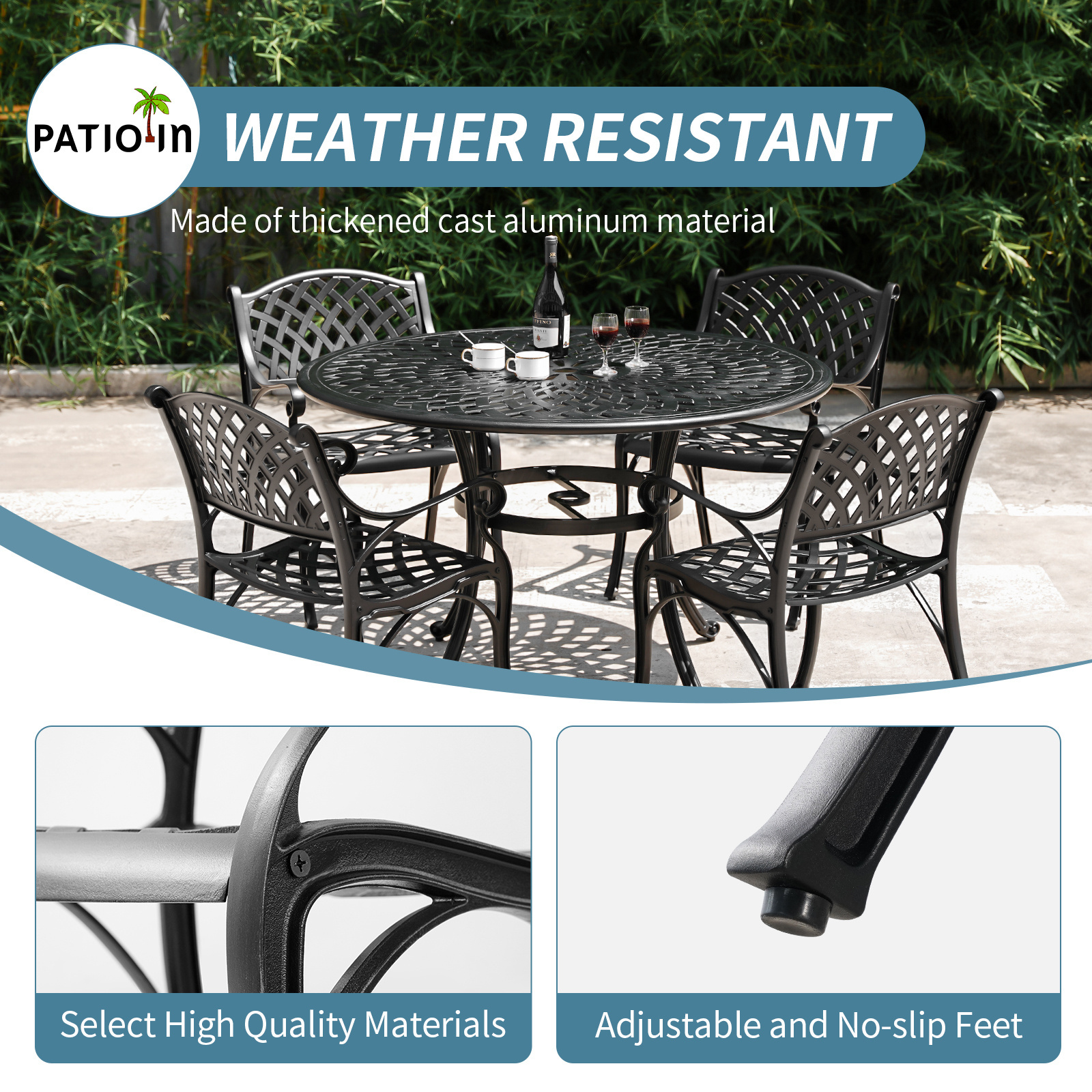 Cast Iron Garden Patio Chairs Set 2,Metal Bistro Chair with Armrest,Outdoor Dining Chairs Patio Dining Chairs for 2