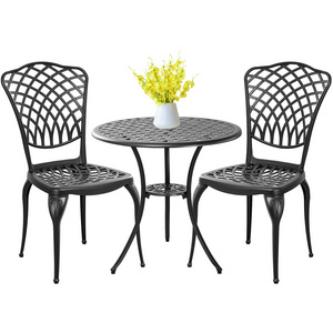 3 Piece Bistro Set Patio Set Outdoor Furniture Cast Aluminum Metal Durable Contemporary Garden Set