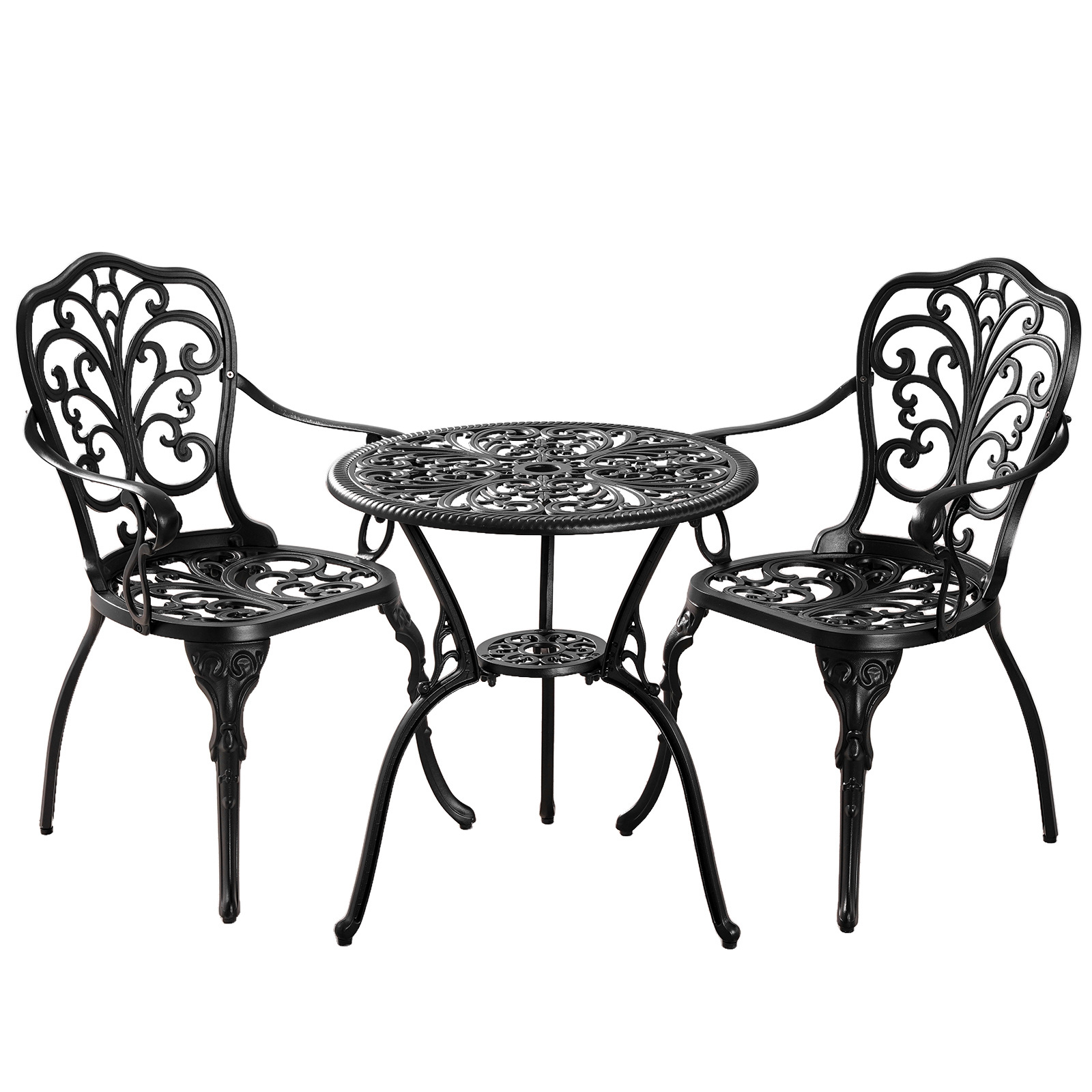 Antique brass Outdoor Garden Furniture Cast Aluminum Patio Chair And Table Butterfly 3-Piece Bistro Sets