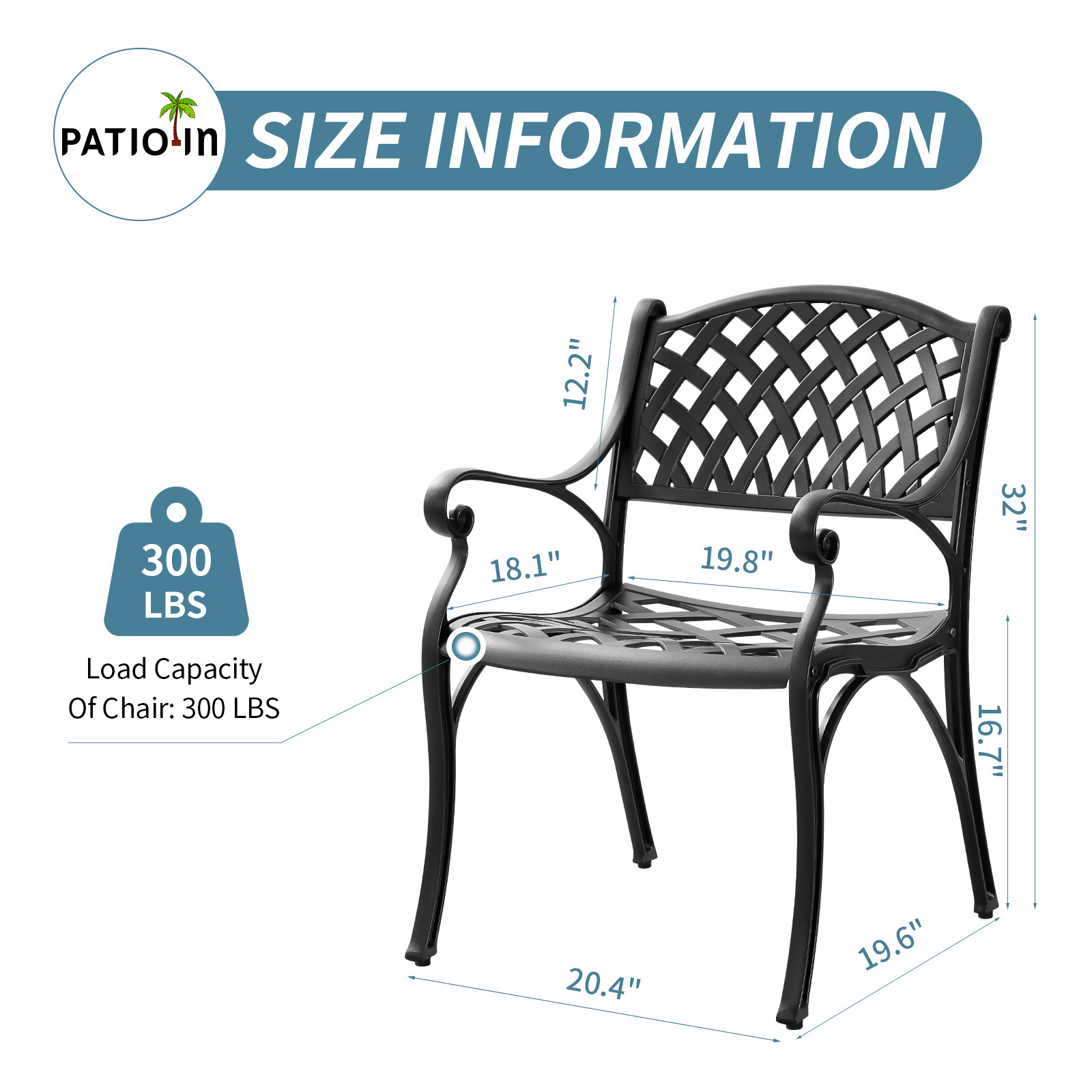 Cast Iron Garden Patio Chairs Set 2,Metal Bistro Chair with Armrest,Outdoor Dining Chairs Patio Dining Chairs for 2