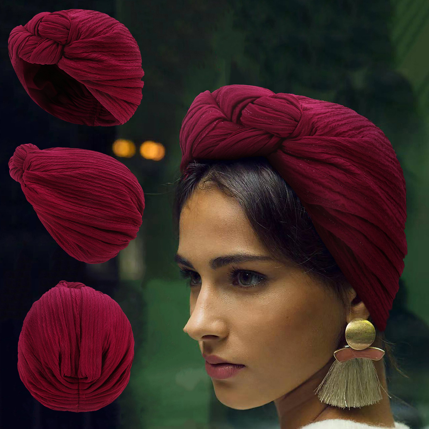 Winter Warm Turban Fashion Head Wrap flower Head hats For Women Luxury Party Headdress