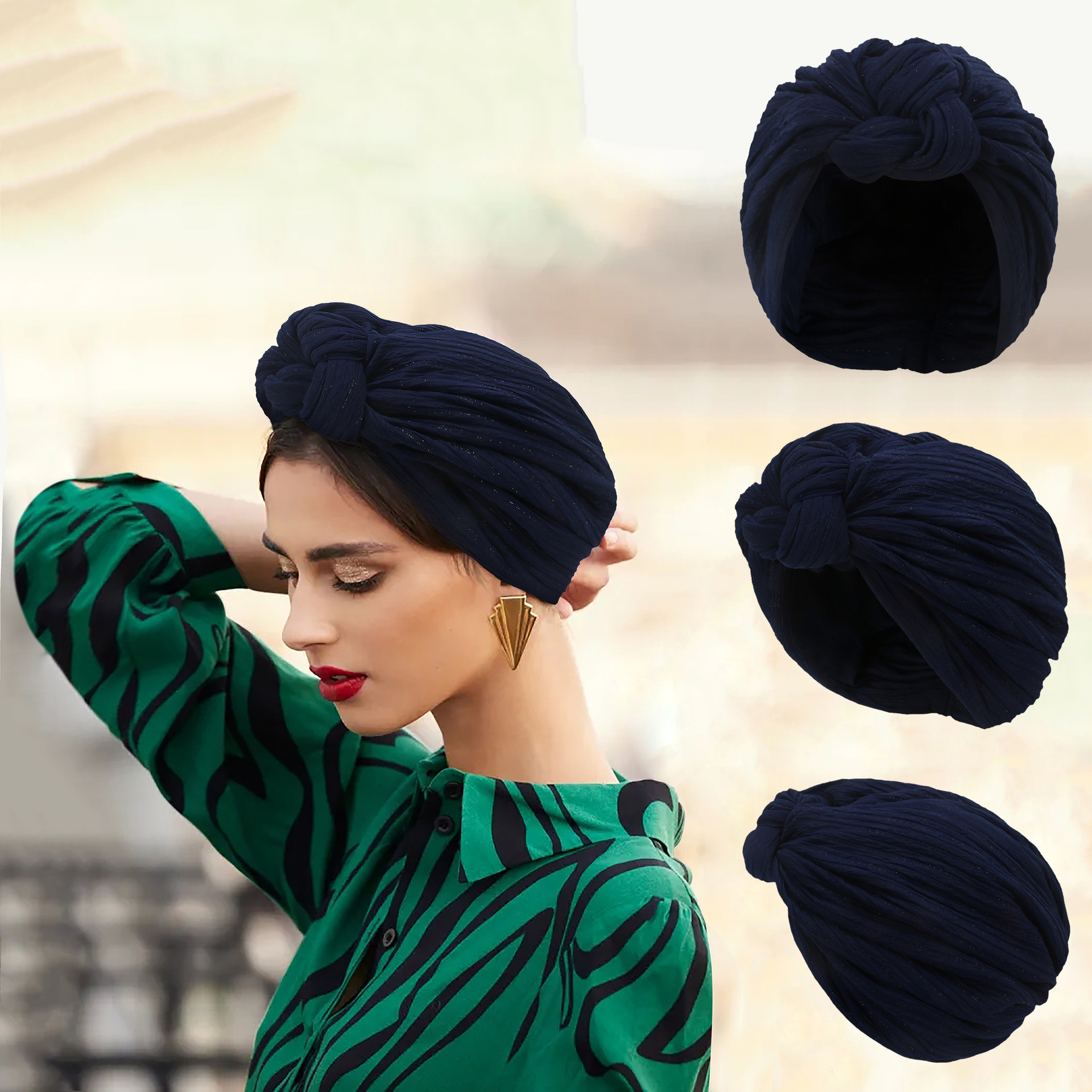 Winter Warm Turban Fashion Head Wrap flower Head hats For Women Luxury Party Headdress